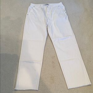 Lacoste Slim Fit Men's White Jeans Raw Hem 100% Cotton